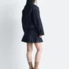 Kurze Jeansjacke mit Cordkragen