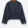 Kurze Jeansjacke mit Cordkragen