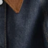 Kurze Jeansjacke mit Cordkragen