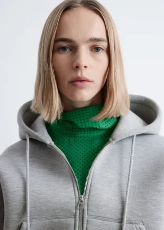 Kurzer Scuba-Hoodie mit Reißverschluss