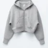 Kurzer Scuba-Hoodie mit Reißverschluss