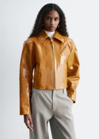 Lackleder-Bikerjacke