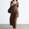 Langes Jersey-Maxikleid