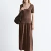 Langes Jersey-Maxikleid