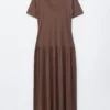 Langes Jersey-Maxikleid