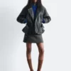 Leder-Bikerjacke mit Gürtel