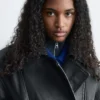 Leder-Bikerjacke mit Gürtel