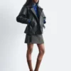 Leder-Bikerjacke mit Gürtel