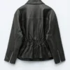 Leder-Bikerjacke mit Gürtel