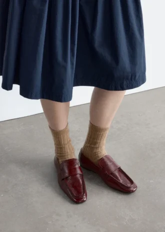 Leder-Loafer mit eckiger Spitze