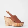 Leder-Sandalen mit Keilabsatz