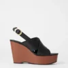 Leder-Sandalen mit Keilabsatz