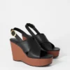 Leder-Sandalen mit Keilabsatz