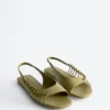 Leder-Slingback-Sandalen