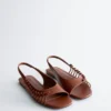 Leder-Slingback-Sandalen