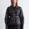 Lederjacke mit aufgesetzten Taschen