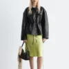 Lederjacke mit Kordelzug in der Taille