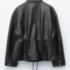 Lederjacke mit Kordelzug in der Taille