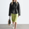 Lederjacke mit Kordelzug in der Taille