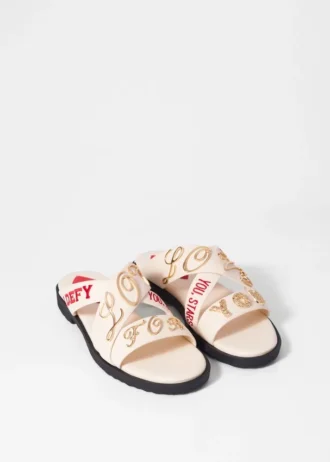 Ledersandalen mit Aufdruck