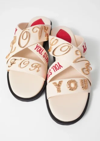 Ledersandalen mit Aufdruck