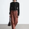 Lässige Baumwollhose mit weitem Bein