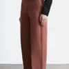 Lässige Baumwollhose mit weitem Bein