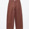 Lässige Baumwollhose mit weitem Bein