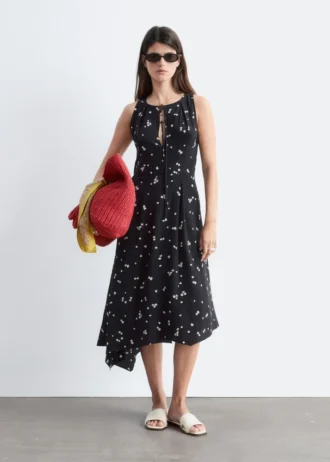 Maxikleid aus Seide mit Blumenmuster