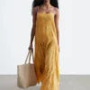 Maxikleid mit plissiertem Oberteil