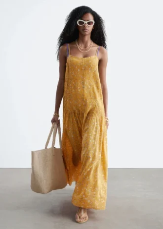 Maxikleid mit plissiertem Oberteil