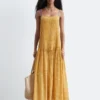 Maxikleid mit plissiertem Oberteil