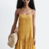 Maxikleid mit plissiertem Oberteil