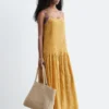Maxikleid mit plissiertem Oberteil