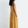 Maxikleid mit plissiertem Oberteil