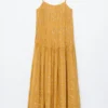 Maxikleid mit plissiertem Oberteil