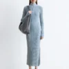 Maxikleid mit Rippenmuster und Reißverschluss