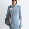 Maxikleid mit Rippenmuster und Reißverschluss