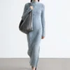 Maxikleid mit Rippenmuster und Reißverschluss