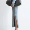 Maxikleid mit Rippenmuster und Reißverschluss