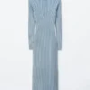 Maxikleid mit Rippenmuster und Reißverschluss