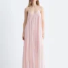 Maxikleid mit Trägern und Stickerei