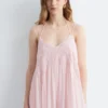 Maxikleid mit Trägern und Stickerei
