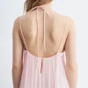 Maxikleid mit Trägern und Stickerei