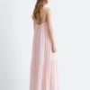 Maxikleid mit Trägern und Stickerei
