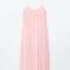 Maxikleid mit Trägern und Stickerei
