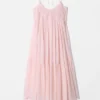 Maxikleid mit Trägern und Stickerei