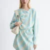 Midikleid mit bedrucktem Wasserfallausschnitt