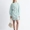 Midikleid mit bedrucktem Wasserfallausschnitt
