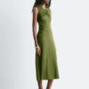 Midikleid mit gerafftem Schlüssellochausschnitt